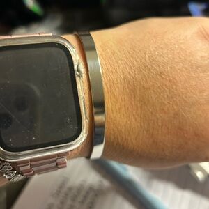 Stainless Steel Silver Toned Cuff Bracelet “Keep Fucking Going” Inscribed inside